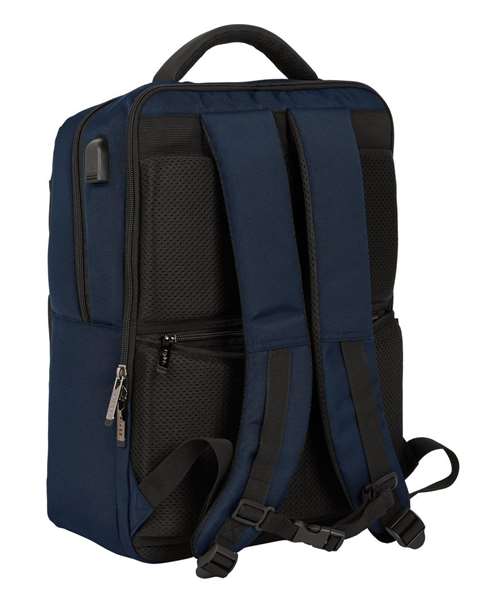 Safta Mochila Business portatil 15,6'' con USB, Azul Oscuro, 31x44x13cm