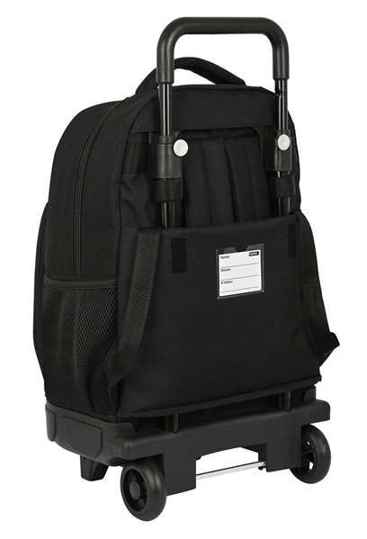 Safta Mochila Surf Grande con Ruedas Compacta Extensible Simple Negra 33x45x22cm Poliéster 600D