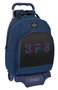 Mochila Escolar con Ruedas BlackFit8 Urban Negro Azul marino (32 x 42 x 15 cm)