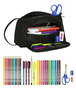Estuche Escolar con Accesorios BlackFit8 Gradient Negro Verde militar (32 Piezas)