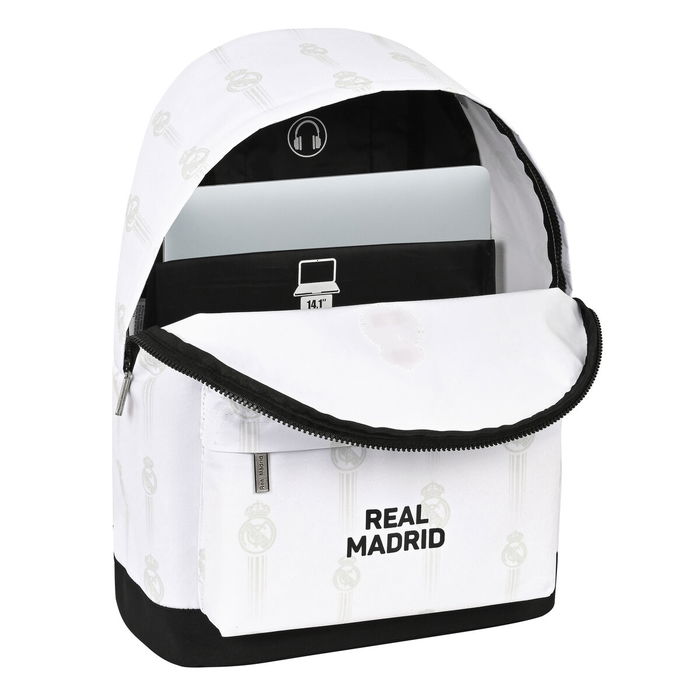 Mochila Escolar Real Madrid C.F. Negro Blanco (31 x 41 x 16 cm)