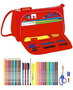 Estuche Escolar con Accesorios Sevilla Fútbol Club Rojo (32 Piezas)