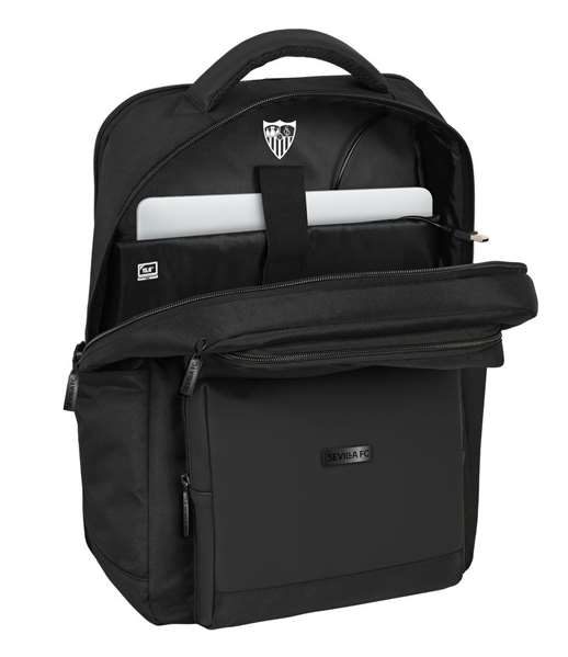 Safta Mochila Sevilla FC Premium Portátil 15,6" + USB Negro 31x44x13cm