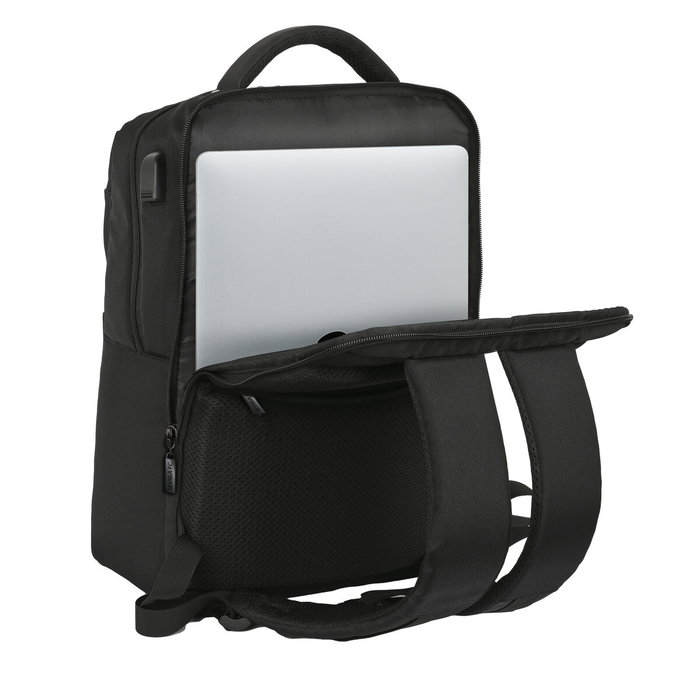 Safta Mochila Sevilla F.C. Premium con Portátil 15,6'' y USB - Negra