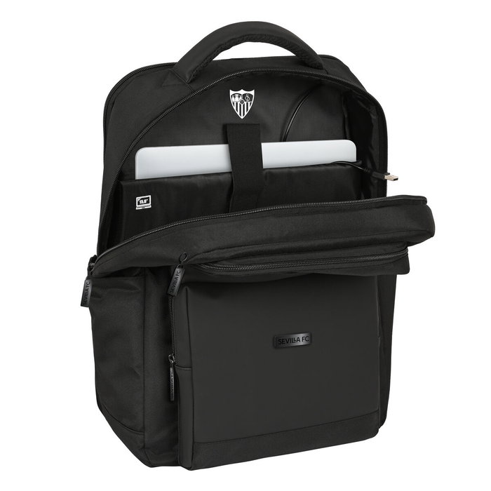 Safta Mochila Sevilla F.C. Premium con Portátil 15,6'' y USB - Negra