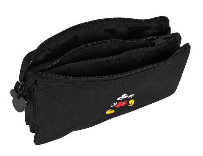 Portatodo Triple Mickey Mouse Clubhouse Premium Negro 22 x 12 x 3 cm