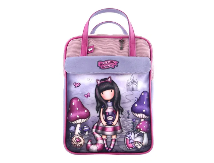 Safta Mochila Grande Gorjuss™ Cheshire Cat en azul y morado