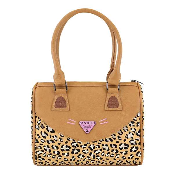 Safta Bolso de Mano Escolar Gorjuss Wild Purrrrrfect Love con Estampado Leopardo