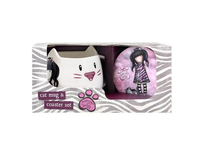 Safta Set De Taza Y Posavasos Gorjuss™ Ruby Wild Gris