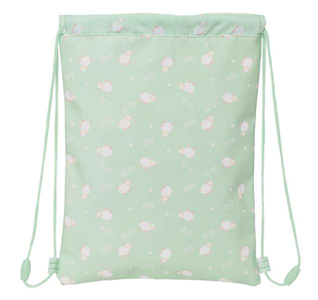 Bolsa Mochila con Cuerdas Safta Ovejita Verde (26 x 34 x 1 cm)
