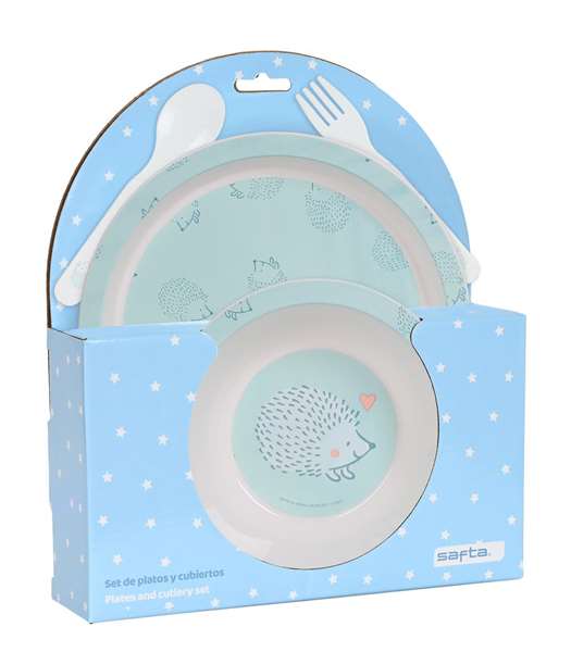 Safta Set de Platos y Cubiertos Preescolar Erizo Azul Turquesa, Modelos Surtidos Safta Set de Platos y Cubiertos Preescolar Erizo Azul Turquesa, Modelos Surtidos