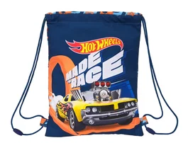 Safta Saco Plano Junior Hot Wheels Speed Club Azul Marina y Naranja