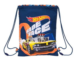 Safta Saco Plano Junior Hot Wheels "Speed Club" Azul Marino y Naranja 26x34x1 Polyester