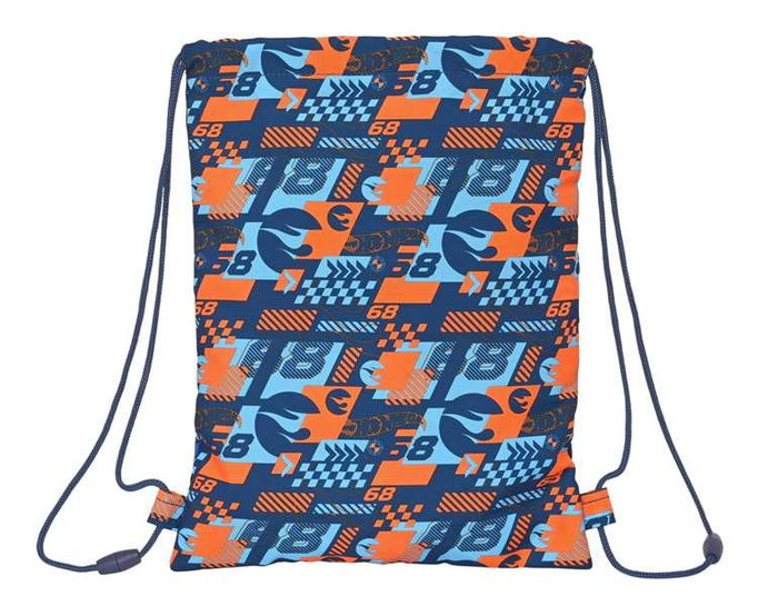 Safta Saco Plano Junior Hot Wheels "Speed Club" Azul Marino y Naranja 26x34x1 Polyester