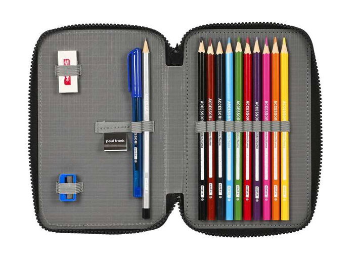 Estuche Escolar con Accesorios Paul Frank Campers Negro 12.5 x 19.5 x 4 cm (28 piezas) Estuche Escolar con Accesorios Paul Frank Campers Negro 12.5 x 19.5 x 4 cm (28 piezas)