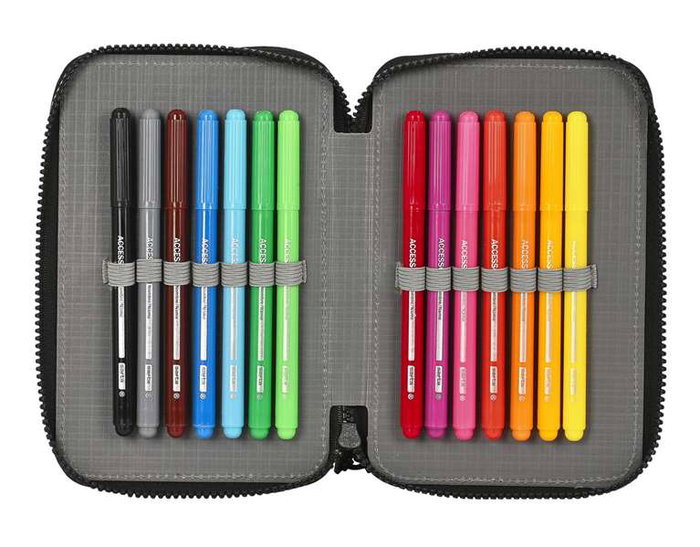 Estuche Escolar con Accesorios Paul Frank Campers Negro 12.5 x 19.5 x 4 cm (28 piezas) Estuche Escolar con Accesorios Paul Frank Campers Negro 12.5 x 19.5 x 4 cm (28 piezas)