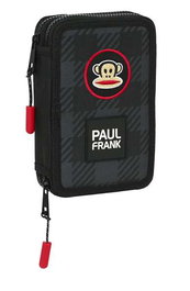 Estuche Escolar con Accesorios Paul Frank Campers Negro 12.5 x 19.5 x 4 cm (28 piezas)