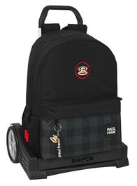 Mochila Escolar con Ruedas Paul Frank Campers Negro (30 x 46 x 14 cm)