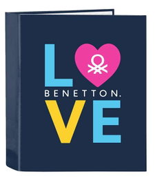 Carpeta de anillas Benetton Love Azul marino A4 (27 x 33 x 6 cm)