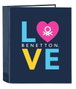 Carpeta de anillas Benetton Love Azul marino A4 (27 x 33 x 6 cm)
