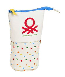 Estuche Cubilete Benetton Topitos Blanco (8 x 19 x 6 cm)