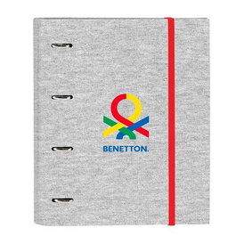 Safta Carpeta de Anillas 4x35mm A4 Benetton "Pop" con Cierre Elástico y 100 Hojas A4 T-Duras Forradas