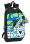 Safta Mini mochila cremallera vertical Green Bali Negro 22x39x10cm