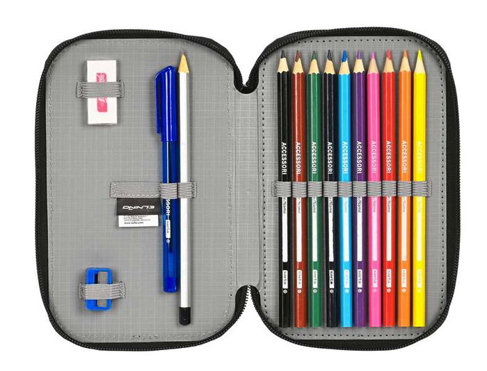 Estuche Escolar con Accesorios El Niño Green bali Negro 12.5 x 19.5 x 4 cm (28 piezas)