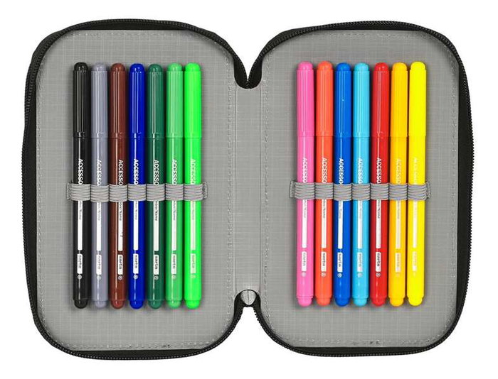 Estuche Escolar con Accesorios El Niño Green bali Negro 12.5 x 19.5 x 4 cm (28 piezas)