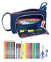 Estuche Escolar con Accesorios Kelme Navy blue Naranja Azul marino 20 x 11 x 8.5 cm (32 Piezas)