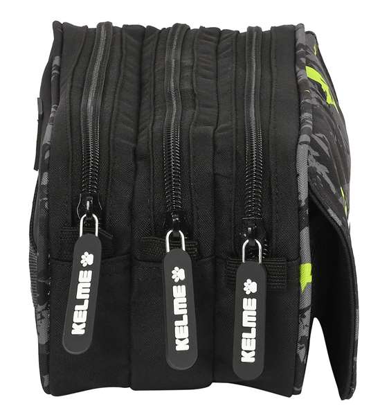 Portatodo Triple Kelme Jungle Negro Gris Lima (21,5 x 10 x 8 cm)