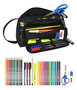 Estuche Escolar con Accesorios Kelme Jungle Negro Gris Lima 20 x 11 x 8.5 cm (32 Piezas)