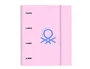 Safta Carpeta 4 Anillas Benetton Pink con Recambio y Separadores Rosa Claro