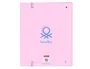 Safta Carpeta 4 Anillas Benetton Pink con Recambio y Separadores Rosa Claro