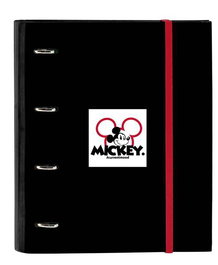 Safta Carpeta 4 Anillas 35mm Mickey Mouse "Mickey Mood" Negra y Roja 27x32x3.5cm Poliéster 600D