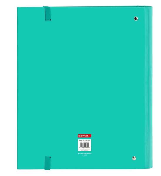 Safta Carpeta 4 Anillas 35mm Turquesa 27x32x3,5 cm con Recambio - Modelos Surtidos