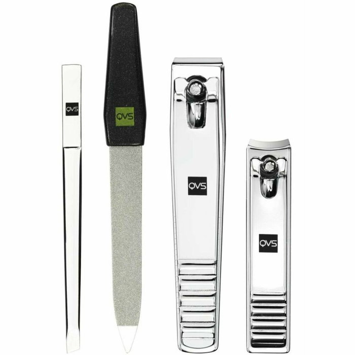 QVS Set Essential Manicura + Pinza (4 piezas) de 4 pcs con estuche de almacenamiento.