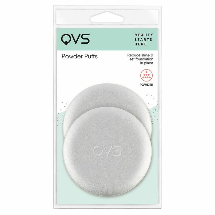 QVS Pufs para Polvos de Terciopelo de Algodón Set de 2 Esponjas para Maquillaje con Acabado Impecable y Duradero