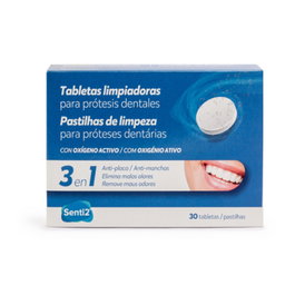 Senti2 Tabletas Limpiadoras Efervescentes para Prótesis Dentales - Limpieza y Desinfección - 120 Unidades