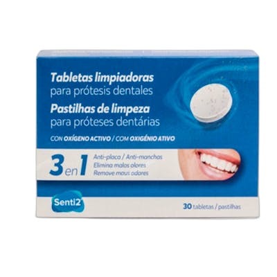 Senti2 Tabletas Limpiadoras para Dentaduras Postizas 30 Unidades