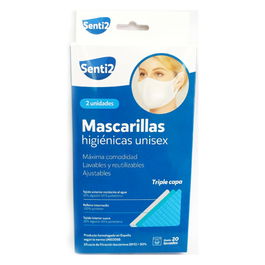Senti2 Mascarilla Higiénica para Adulto, 2 Unidades