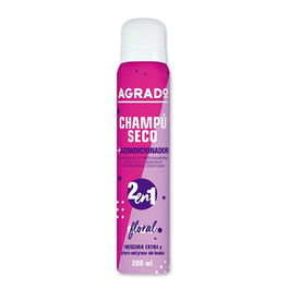Agrado Champú Seco Spray Floral 200 ml - Limpieza Instantánea y Volumen sin Agua, Acondicionador y Aroma Floral