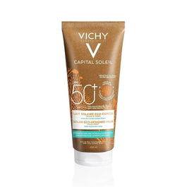 Vichy Protector Solar Corporal Eco Milkbody SPF50 200 mL con Ácido Hialurónico y Alta Protección UVA/UVB para Piel Sensible