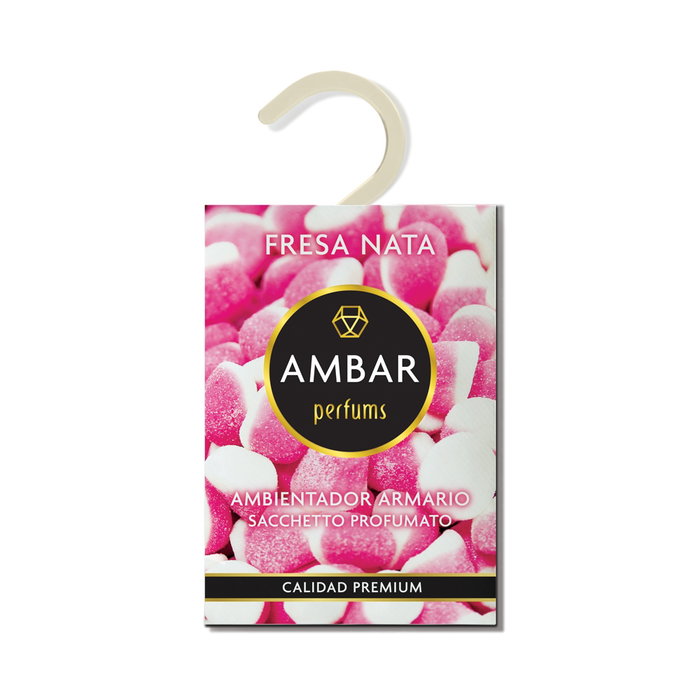 Ambar Ambientador de Armario Fresa Nata 0% Alcohol, Perfume Premium Larga Duración +45 Días