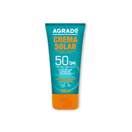 Agrado Crema Solar Spf50 Tubo 100 mL con Vitamina E, Protección UVA/UVB, Resistente al Agua, Alta Hidratación