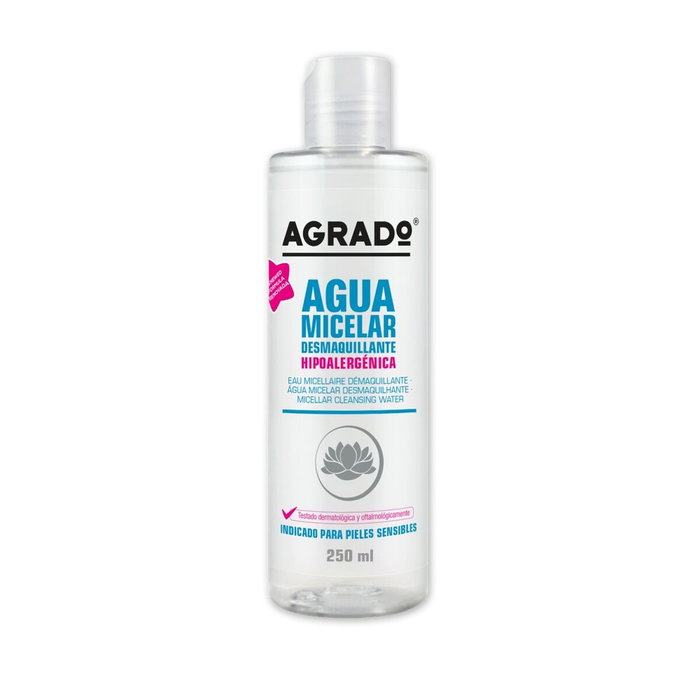 Agrado Agua Micelar Desmaquillante Facial y Contorno de Ojos con Manzanilla y Aloe, Pieles Sensibles, 250ml Agrado Agua Micelar Desmaquillante Facial y Contorno de Ojos con Manzanilla y Aloe, Pieles Sensibles, 250ml