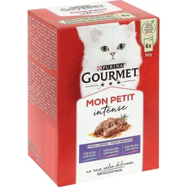 Purina Gourmet Mon Petit Pescados para Gatos - Receta Italiana Natural en Caja de 6 Latas de 50 gr
