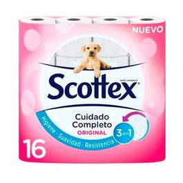 Scottex Papel Higiénico Doble Capa Pack 16 Rollos - Suavidad y Resistencia para Cuidado Completo
