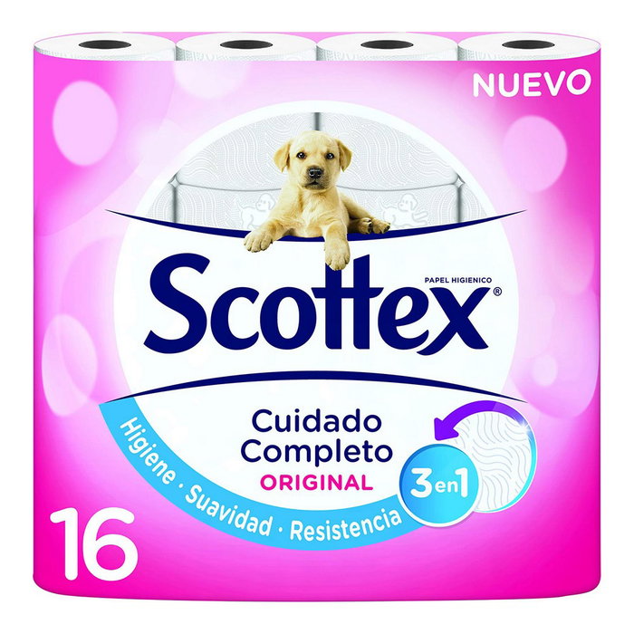 Scottex Original Papel Higiénico Doble Capa, 16 Rollos