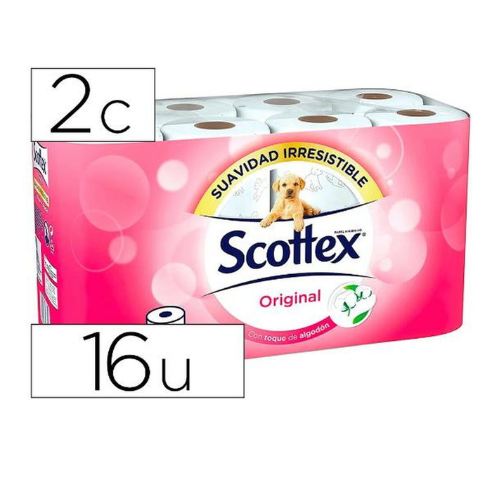 Scottex Original Papel Higiénico Doble Capa, 16 Rollos